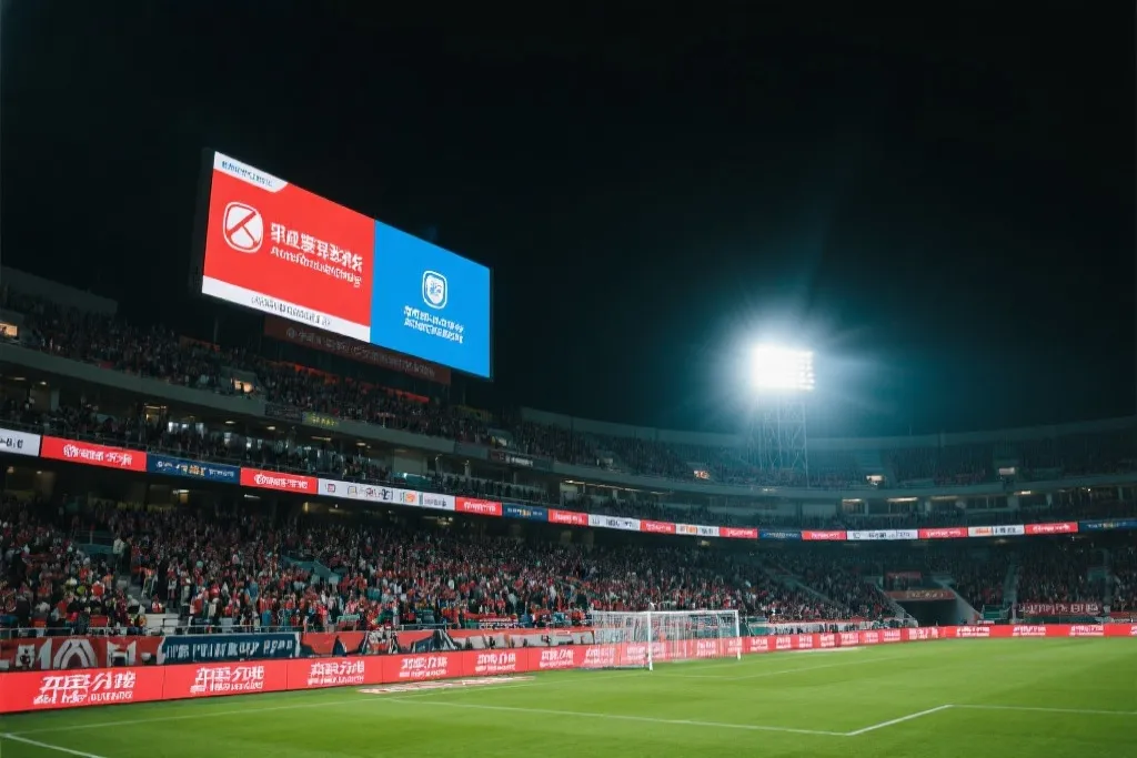 球场广告牌与赞助商标识，商业化氛围